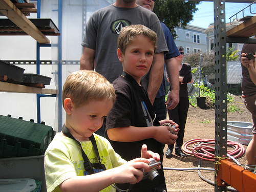 Logan and Cameron in the Greenhouse