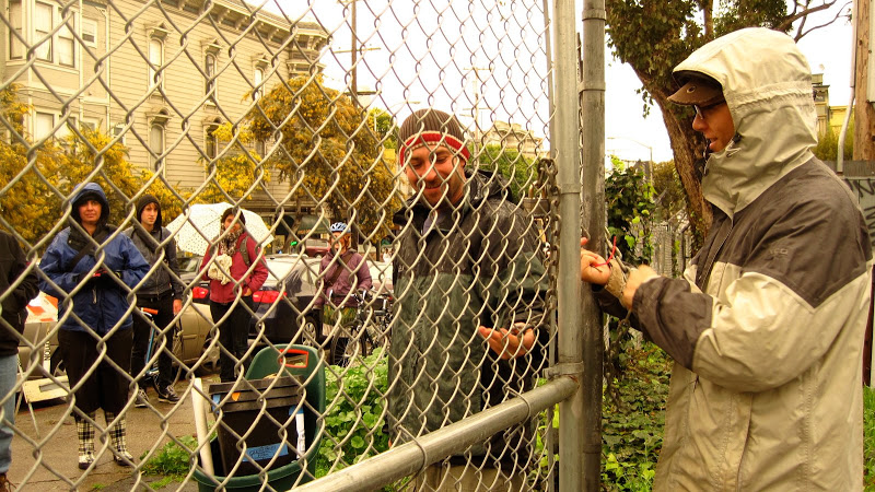 opening the gates to Hayes Valley Farm